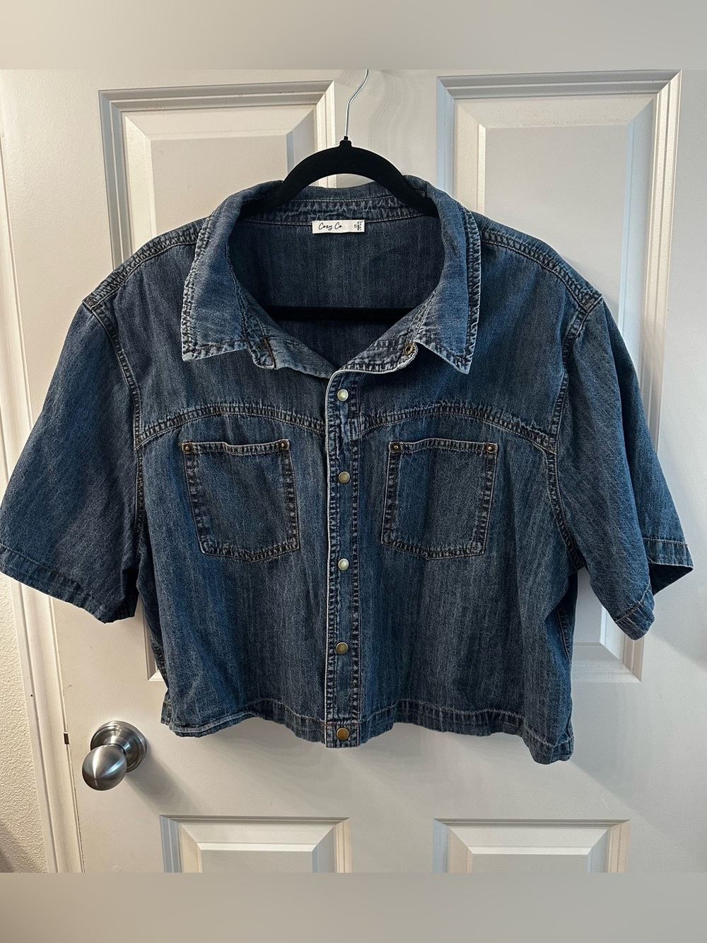Cozy Co. cropped denim snap closure top size 3XL